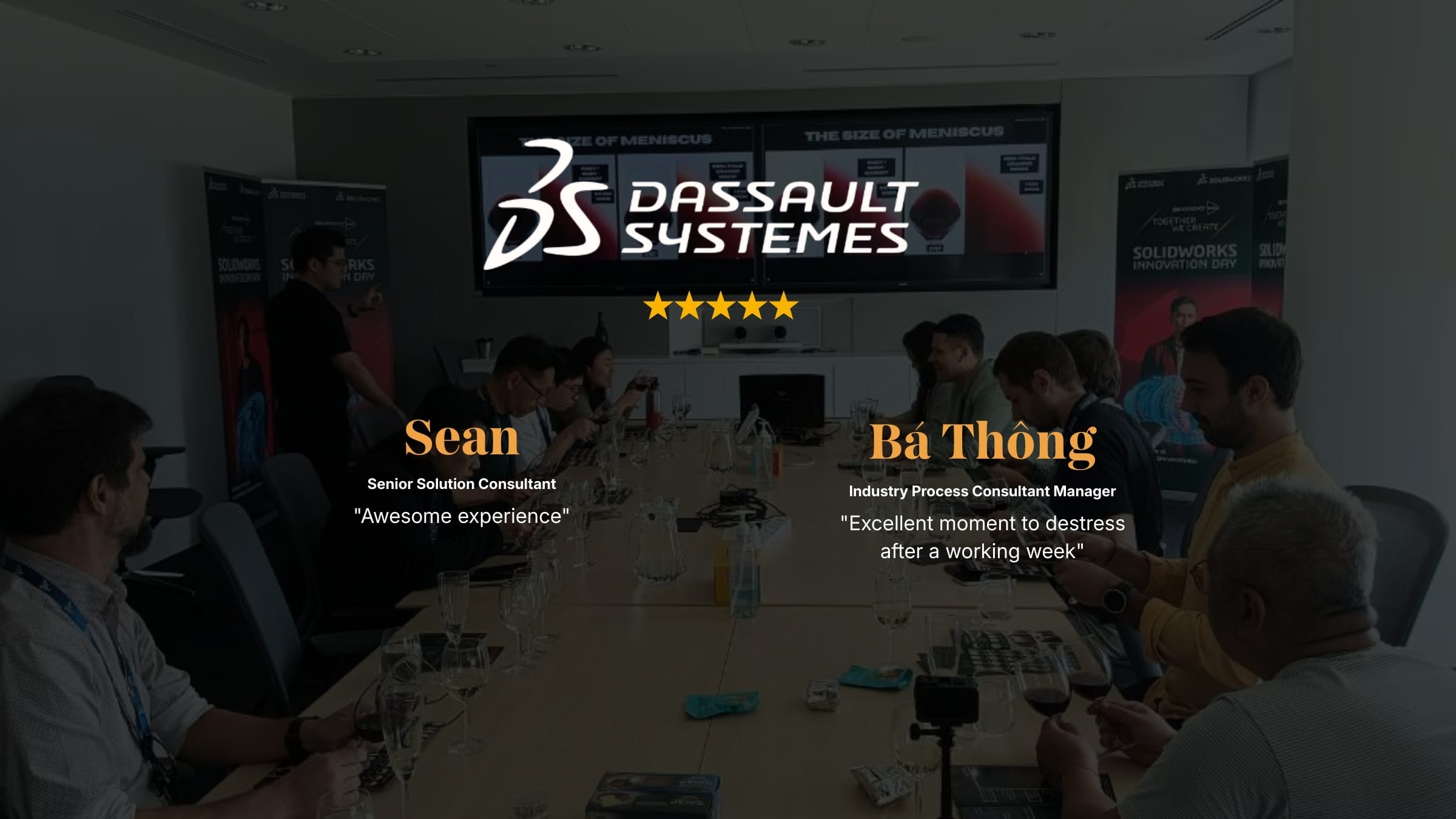 Five-star corporate Wine Tasting testimonials from Dassault Systemes team
